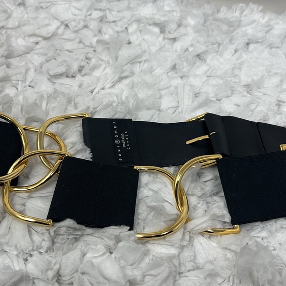 Suzi Roher Canada gold & black leather link belt Women’s Small Plus
